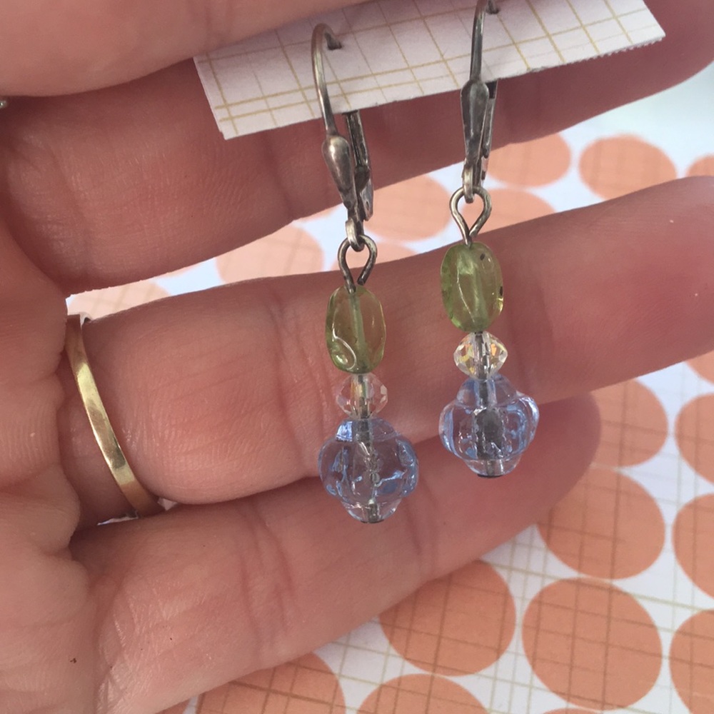 Blue and green peridot earrings